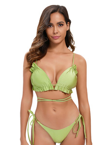 Maillot de bain fitness respirant et écologique pour femmes européennes et américaines-Motif solide imprimé découpé dans le dos-Design Sexy Plus - Product Image 2