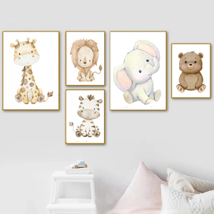 Ute-<span class=keywords><strong>Cuadro</strong></span> colgante de animal de dibujos animados, decoración de pared con jirafa, elefante y oso oala para habitación de niños - Product Image 2