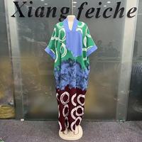 Robe décontractée et polyvalente pour femme, nouvelle collection 2026, imprimé color block africain, grande taille, coupe ample, col en V, manches courtes, confortable au quotidien
