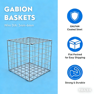 Muro de Gabiones con Marco Metálico, Cesta de Piedra de Forma Cuadrada Personalizable de 2m x 1m x 1m, Certificado CE, para Área de Asientos - Product Image 2