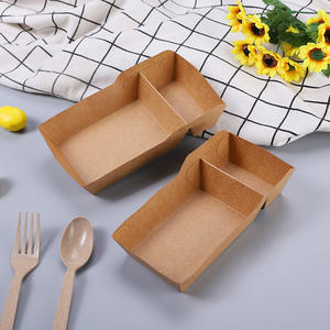 YBLPAK Offre Spéciale Barquettes à Nachos en Carton Kraft à Deux Compartiments, Plateaux Alimentaires Jetables en Papier pour Tacos, Hot-dogs, Snacks, Traiteur, Fêtes, Barbecues et Festivals - Product Image 1