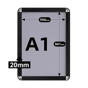 Cydisplay 20mm A1 nhôm góc tròn Snap Khung phim Snap A1 Áp phích khung treo tường Snap khung bạc A1 Kích thước - Product Image 2