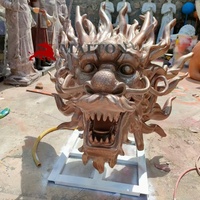 Sculpture murale tête de dragon en bronze moulé sur mesure pour décoration de villa, statue du zodiaque chinois, 120 cm de hauteur, 80 kg