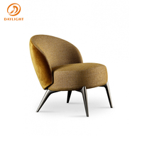 Fauteuil lounge asymétrique moderne en tissus mélangés, fauteuil sculptural beige avec dossier extérieur lisse, mobilier d'appoint de luxe