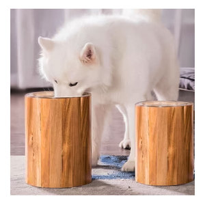 Mangkuk Hewan Peliharaan Kayu Aman untuk Pencuci Piring Ditinggikan dengan Dudukan Yang Dapat Dilepas Sisipan Baja Tahan Karat untuk Makanan dan Air - Product Image 4