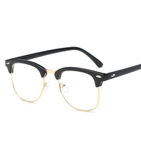 Lunettes optiques demi-cerclées tendance vintage, verres AC, monture PC à motif diamanté, rivets, anti-lumière bleue pour ordinateur - Vente chaude