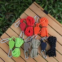 Système de poulies 8 pièces avec frein à corde, mousqueton 4 mm, nylon orange réfléchissant, mécanisme métallique réglable à l'infini pour tente, camping, plantes