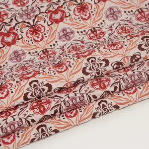 Vestido floral a la moda para mujer sostenible 60s Seersucker plisse crepe tissu tela estampada personalizada 100% algodón para ropa