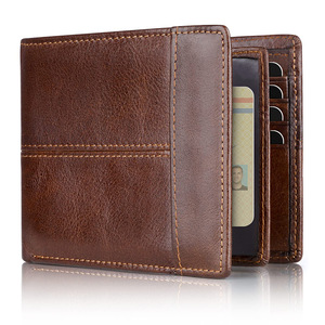 Men's Genuine <b>Leather</b> Bi-Fold <b>Wallet</b> Dark Brown RFID Protection Multi-Card Slot Business Style 6 Inch Everyday Use - Product Image 1