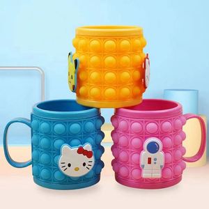 2022 New Stress Relief Cute <b>Kids</b> Drink Cup Silicone Push <b>Bubble</b> Fidget Popper Popular Itting Water Bottles With Handle Holder - Product Image 6