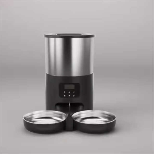 Large 4.5L Automatic Smart Pet Feeder Two Stainless Steel Bowls Plastic Pet Food Dispenser for Dogs Cats Travel Water