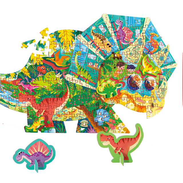 Hot Sale Assemble Dinosaur Puzzles Kids 200 PCS Paper Colorful Animal Jigsaw Puzzles Toys
