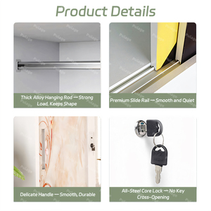 Armoire en acier durable avec <span class=keywords><strong>porte</strong></span> <span class=keywords><strong>coulissante</strong></span> et tiroir avec <span class=keywords><strong>miroir</strong></span> pour la chambre à coucher - Product Image 2
