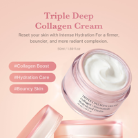 Krim Kolagen Tiga Kali Lipat - Pelembap & Pengencang dengan Asam Hialuronat dan Shea Butter - Perawatan Kerutan & Meningkatkan Elastisitas