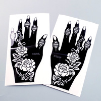 Autocollants de tatouage au henné temporaires peints à la main, style européen-américain transfrontalier, motif treillis indien sexy, en papier, pour la peinture faciale