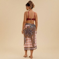 Ensemble bikini 3 pièces côtelé pour femmes grandes tailles, bandeau et taille haute, avec paréo de plage, style bohème pour les vacances, Nouveauté 2027