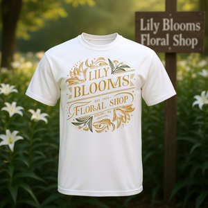 Camiseta promocional con diseño floral vintage de lirios florecientes - Product Image 3