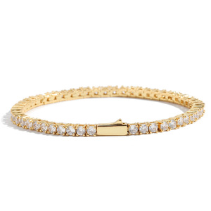 Elegant Tennis Bracelet Stainless Steel Silver/Gold Plated Flower Design CZ Iced-Out Diamonds 3mm/4mm/5mm Widths Perfect - Product Image 1
