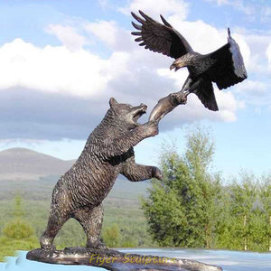 Gran escultura de animales al aire libre arrebatando pez oso y águila estatua de bronce - Product Image 2