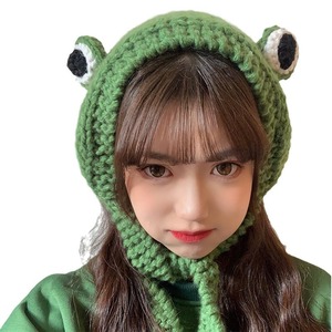 Vente chaude Grenouille Bandeau À La Main Laine Mignon Crochet Tricoté Grenouille Chapeaux Pour Femmes Hiver Chaud Doux Mignon Oreille Oeil Grenouille Cap Chapeau - Product Image 1
