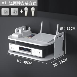Étagères flottantes à 2 niveaux pour routeur Wifi Couche <span class=keywords><strong>suspendue</strong></span> Ensemble de prises multiples Support de boîte Support de câble Support mural Organisateur de rangement - Product Image 2