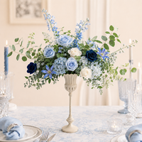 Composition florale artificielle faite main de luxe moderne pour table, boule d'hortensia et de roses, centre de table de haute qualité pour décoration de mariage et de fête