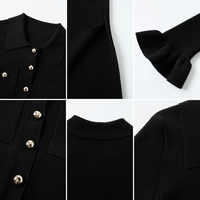 Nouvelle Robe Longue Évasée en Maille à Col Élégant et Fentes Latérales, Style Français 2026, avec Ceinture pour Femme