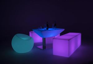 Tabouret de bar rectangulaire, lumière LED changeante de couleur, éclairage KTV, banc long RGB pour événements - Product Image 2