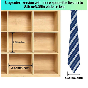 Boîte de présentation de cravates en bambou naturel, support mural avec éclairage LED pour placard et armoire - Product Image 2