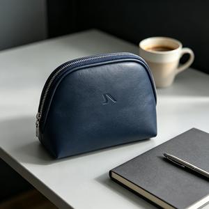 Pochette de maquillage en cuir PU en forme de coquille avec logo personnalisé, étanche, petite trousse de toilette de voyage pour femmes - Product Image 6