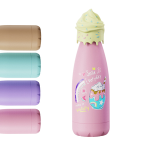 Bouteille d'eau isotherme en acier inoxydable anti-fuite pour enfants avec couvercle en silicone à motif de dessin animé, écologique et réutilisable - Product Image 5