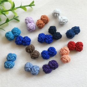 Unisex tùy chỉnh lụa Knot Khuy măng sét Phụ Kiện Nút Áo sơ mi thiết lập cho phù hợp với nhiều màu vải Bóng Lụa Knot Cuff liên kết - Product Image 2