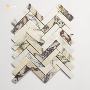 Mosaïque de marbre Calacatta Viola à chevrons sur mesure YUSHI pour crédence de cuisine et décoration murale de salle de bain - Product Image 3