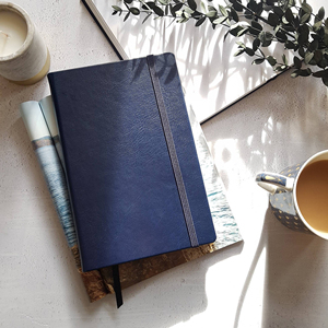 <strong>Personalised</strong> Notebook Navy Blue A5 Journal/<strong>Sketchbook</strong> (Dot Grid/Lined/Plain Paper) 100 Sheets Thermal Bound Hardcover PU Fabric - Product Image 2
