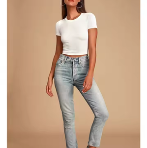 Y2k Style femmes coton soie haut court à manches courtes Slim Fit <span class=keywords><strong>blanc</strong></span> <span class=keywords><strong>col</strong></span> <span class=keywords><strong>rond</strong></span> t-<span class=keywords><strong>shirt</strong></span> imprimé femmes recadrée t-<span class=keywords><strong>shirt</strong></span> bébé t-shirts - Product Image 5