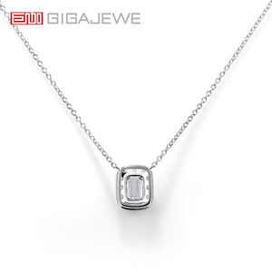 Collar con Diamante Cultivado en Laboratorio de Corte Esmeralda de 1 Quilate, Colgante Halo de Oro Sólido de 9K/14K/18K, Color DEF, Certificado IGI, Joyería de Regalo para Mujer - Product Image 2