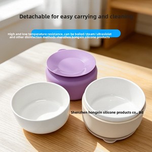 Tazón de Porcelana Personalizado para Bebé con Succión, Sin Cuchara, Libre de BPA, Tazón de Silicona de Grado Alimenticio con Succión - Product Image 4