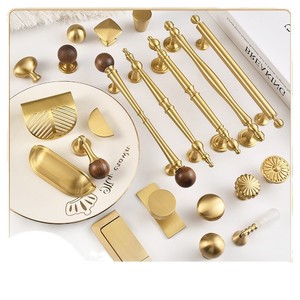 Jiehao Brass Furniture <b>Handles</b> Minimalist Gold Cabinet <b>Door</b> Drawer <b>Pulls</b> Wardrobe Hardware Single Hole Durable Design - Product Image 1