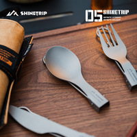 Ensemble de couverts de camping en titane pur, léger et portable, cuillère, fourchette, couteau, baguettes pour la randonnée et le pique-nique