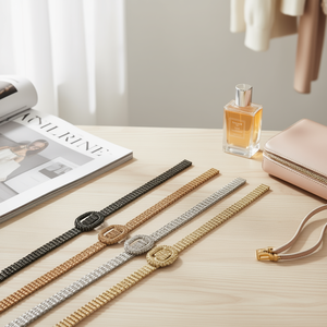 Cinturón de Moda para Mujer con Hebilla Redonda y Banda de Diamantes de Imitación de 2x100 cm - Product Image 3