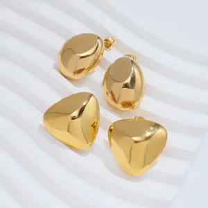 2024 Vintage 18K Gold Plated Triangular Stud Earrings Women Designer Fashion Stainless Steel Tarnish Free Hoop Earrings Jewelry