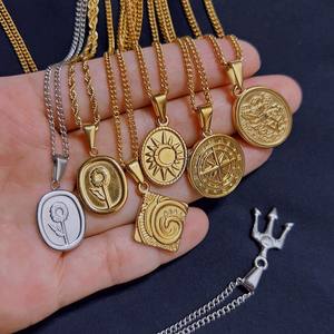 Collier pour homme hip-hop, bijoux <span class=keywords><strong>de</strong></span> mythologie, pendentif trident <span class=keywords><strong>de</strong></span> Méduse, trident <span class=keywords><strong>de</strong></span> Poséidon, acier inoxydable plaqué or 18 carats, collier trident <span class=keywords><strong>de</strong></span> <span class=keywords><strong>Neptune</strong></span> - Product Image 2