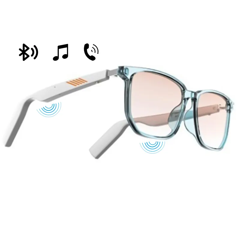 Gafas de sol inalámbricas para deportes al aire libre, lentes de sol a la moda con diseño ligero, auriculares estéreo inalámbricos, color blanco