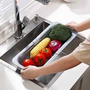 厨房无双酚a塑料可折叠可折叠篮子水槽上的滤器，用于食品蔬菜水果清洗