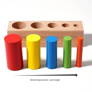 Enchufe cilíndrico Montessori para niños, escalera de madera, juguetes educativos para niños, material didáctico, juguete <span class=keywords><strong>Popular</strong></span> a juego de colores - Product Image 2