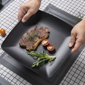 寿司ディナープレート黒陶器セラミックカラースクエアプラスチックプレート100% メラミン食器セット食器 - Product Image 2