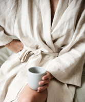 Peignoir en lin de lin européen personnalisé en gros, léger et luxueux, pour femmes, hommes, hôtels et spas