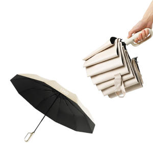 <span class=keywords><strong>Parapluie</strong></span> pliable à boucle en anneau Couleurs unies <span class=keywords><strong>Parapluie</strong></span> pliant <span class=keywords><strong>automatique</strong></span> coupe-vent résistant aux UV avec poignée à crochet - Product Image 2