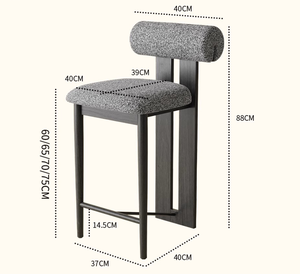 Tabouret de bar ergonomique moderne en bois massif avec dossier cylindrique, siège rembourré, structure robuste et repose-pieds <span class=keywords><strong>pour</strong></span> bar à domicile, salle à manger, îlot de <span class=keywords><strong>cuisine</strong></span> - Product Image 6