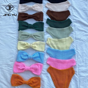 2024 Famous Brands Textured Stretchy Bandeau Bikini Custom Logo Swimwear Women Crinkle Rib Fabric Bikini - Product Image 5